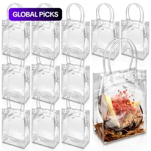Clear Gift Bag with Handle, 10pcs/set Transparent Mini Handbag, Gift Wrapping Supplies, Gift Packaging for Birthday & Wedding Party, Loot Bags