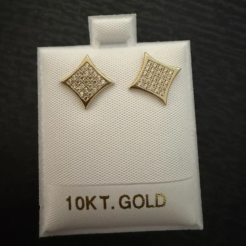 10K Gold Diamond Shape Cluster Stud Earrings