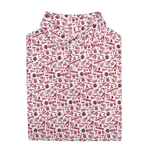 Bama Polo University Shirt For Men - Lightweight Stretch Golf Polo, Breathable Casual Country Club Shirt with Allover Pattern