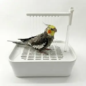 Automatic Parrot Bath Box, Reusable Water Circulation, Fits Two Small Parrots at Once, Suitable for Quaker Parakeets, Grooming, Parakeet Bird Bath