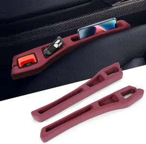 2PCS Car Seat Gap Filler Organizer, Multi-purpose Automotive Seat Gap Storage Organizer for Key Phone Card, Auto Seats Crevice Filler Stop Things from Dropping, Car Accessories (Red)