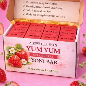 Adore Her Skyn Yum Yum Strawberry Yoni Bar 12 Pack Gentle Daily Cleanser for Fresh Feel Feminine Care Soap - Cleansing