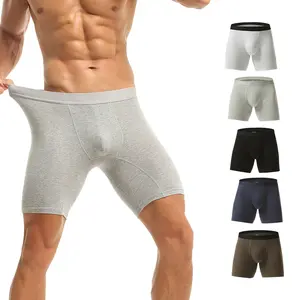 Men’s Extended Length Plus Size Solid Color Athletic Boxer Briefs – Open Fly Breathable 95% Cotton, Perfect Valentine’s Day Gift for Boyfriend and Husband