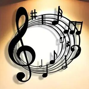 Music Symbol Metal Plate, With Halloween Abstract Art And Christmas Elegant Design, Wall Art, Craft Sign Wall Decoration. Suitable For Offices, Home Living Rooms, Bedrooms, Terraces, Kitchens, Courtyard Walls, Shop Hall Hangings, Cafes, Dance Halls And Ba