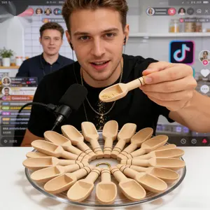 15-Piece Wooden Measuring Spoons Set, Kitchen Measuring Utensils, Coffee Bean Scoop, Wood Jar Spoon, Bath Salt Spoon, Tea Spoon, Laundry Powder Spoon