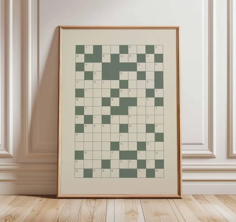 [UNFRAMED POSTER] Crossword Poster, Retro Puzzle Wall Art Print, Vintage Minimalist Word Game Artwork, Mid Century Modern Home Office Decor