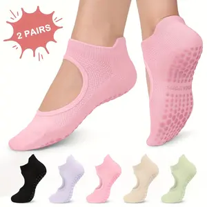 Women's Anti-Slip Basic Pilates Yoga Socks, Open-Toe Sports Socks with Arch Support, Athletic Socks, Breathable Soft Socks, Breathable Fabric Socks, Breathable for Ballet & Dancing, Multiple Colors Available