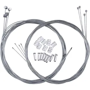 8 Pcs Universal Bicycle Brake & Shift Cable Kit for Mountain & Road Bikes Includes Wire Caps Crimp Accessories High-Quality Hardware Solution
