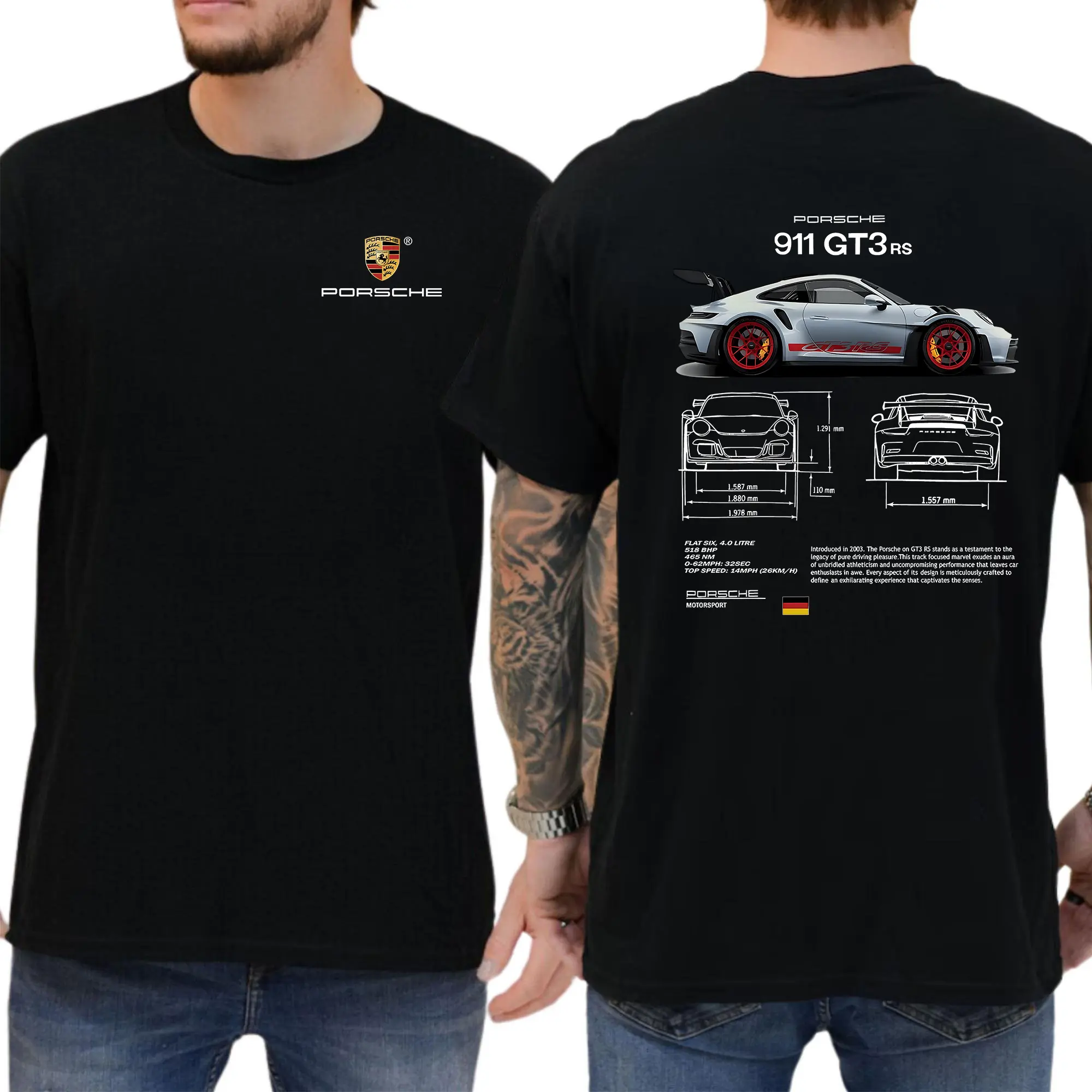 Porsche 911 GT3 RS Aesthetic 2 sides shirt - Unisex-For Women & Men- Clothing-Trend - Fitted