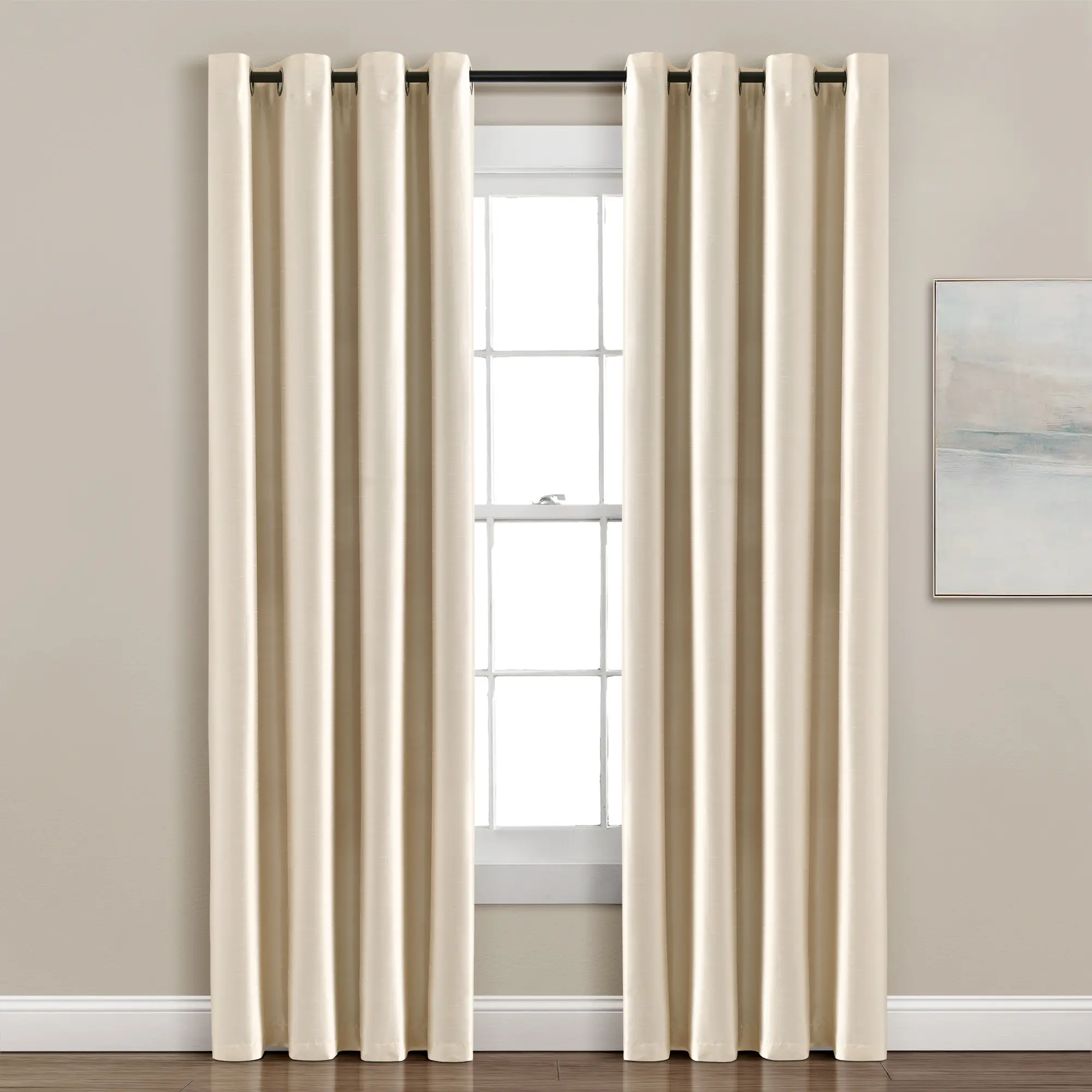 Lush Decor Insulated Grommet 100% Blackout Faux Silk Home Decoration Curtain - Single Panel, Privacy Grommet Curtains, 52"W x 84"L/95"L Solid Color, Energy Efficient, Machine Washable