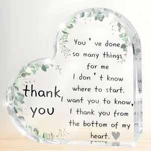 Heart Shaped Acrylic Ornament, Thank You Gift for Teacher, Colleague, Boss, Friend, Desktop Ornament for Home Office, Gift for Friend
