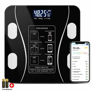 Smart Scale for Body Weight, Digital Bathroom Scale BMI Weighing Bluetooth Body Fat Scale, Body Composition Monitor Health Analyzer with Smartphone App, 400 lbs with 2 free Batteries
