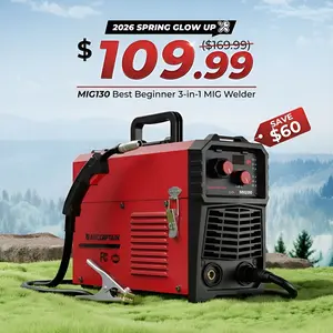 ARCCAPTAIN MIG130 3-in-1 Portable Gasless Flux Core Welder 110V MIG/Lift TIG/Stick Welding Machine with Synergy IGBT Inverter for Home DIY Projects & Light Welding Tasks Black Friday and Cyber Monday Deal, Thanksgiving/Christmas Gifts for Men/Dad