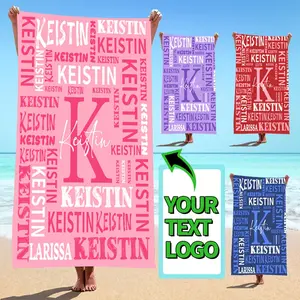 Custom Name Beach Towel - Super Absorbent, Quick-Dry, Machine Washable Polyester, Modern Style, Low Lint, Personalized, Ideal for Swimming, Camping & Travel, Beach Towel, Travel Essentials