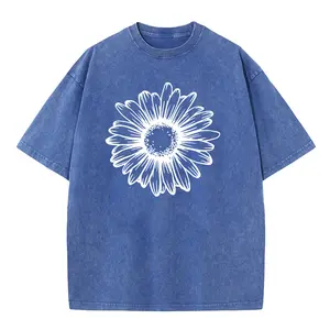 Holafish Unisex Cotton Tee Daisy Print & Drop Shoulder Perfect for Baggy Vintage Streetwear & Hip Hop Looks