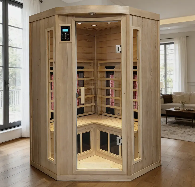 Hemlock Corner Far Infrared Sauna for 2Person 4 Ceramic Tubes Saunas Detox 1750W