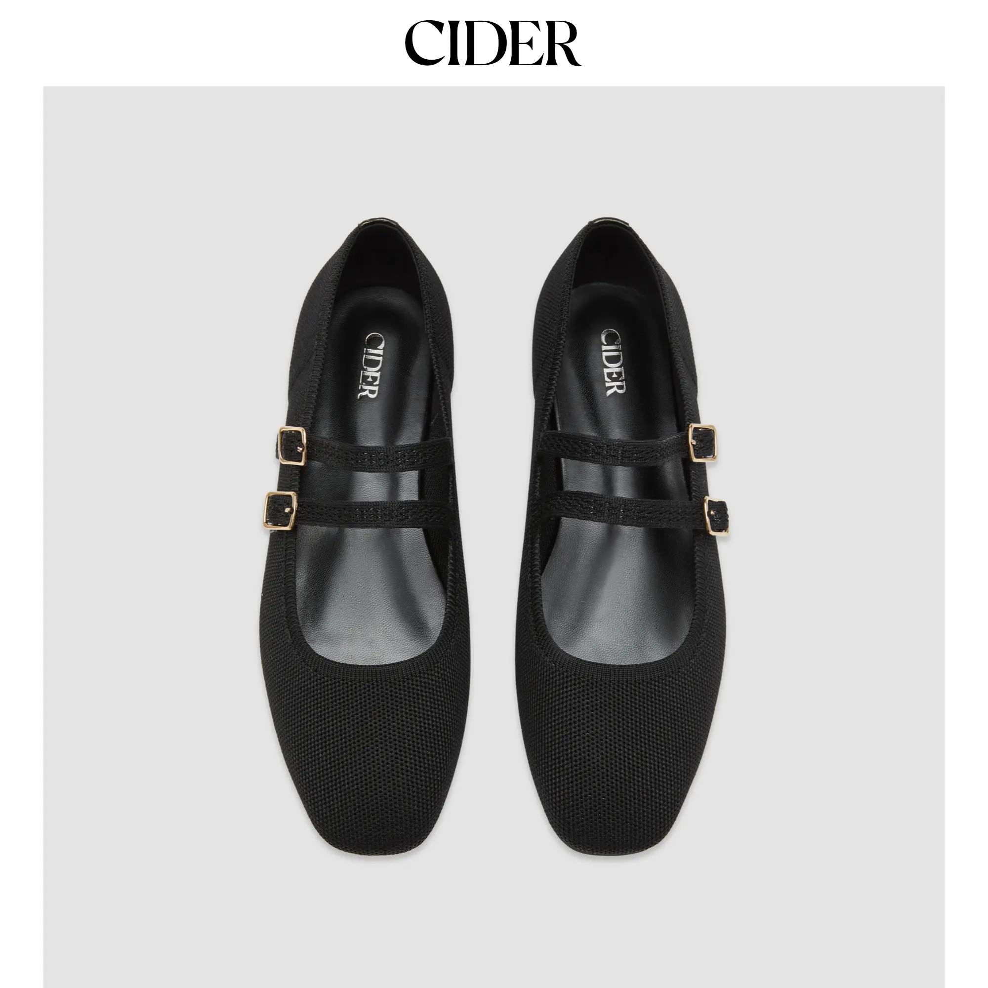 Cider DOUBLE STRAP KNITTED MARY JANE FLATS