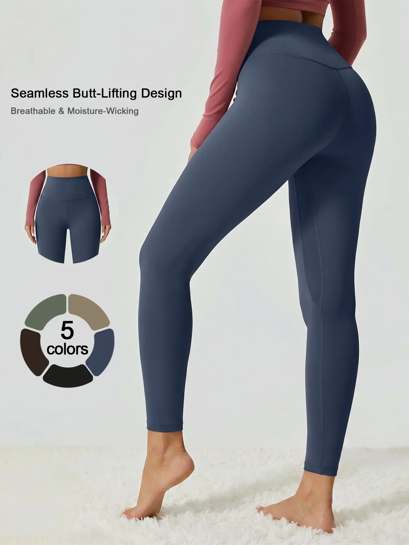 Women's Solid Color Skinny Sports High Waist Compression High Stretch Sporty Gym Workout Leggings, Seamless Sculpt Leggings, Tummy Control Hip Lifting Yoga Leggings Slimming Comfortable Breathable Gym Training Daily Wear All Season