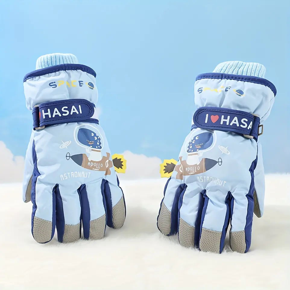 KN [Blue] Space Dinosaur Rocket Ski Gloves
