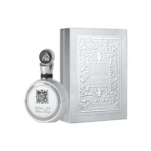 Lattafa Fakhar Platin Men's Eau de Parfum (EDP Perfume Fragrance) - 3.4 Oz (100ML) Alcohol-Based Single Item, Spicy Woody Scent with Bergamot, Ginger, Sandalwood, Unisex Use