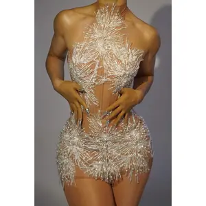 Bright Shine Dress White and Nude