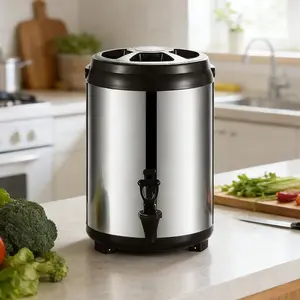 Stainless Steel Sealed Design Milk Tea Bucket, Thick Material Insulated Insulation, Suitable for Coffee Milk Juice Drinks, Large Capacity 6L/8L/10L, Multiple Sizes, Drinkware