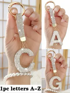 Shiny Rhinestone Letter Keychain, Lucky Crystal Pendant, Sparkling Alloy Charm, Perfect Gift for Bags and Backpacks, Women and Girls