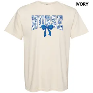 Nurse Blue Florals Comfort Colors T-Shirt 'NLB'