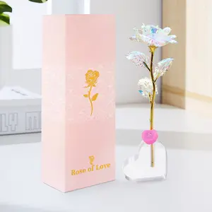 Mothers Day Gift for her, Artificial Gold-Plated Rose Gift Set with Heart Shaped Base, LED Light Galaxy Rose Flower, Mother's Day Gift, Anniversary Day Gift, Valentine's Day Gift, Perfect Gifts for Mom Grandma Wife Sister Girlfriend