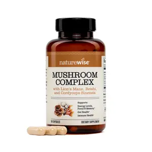 NatureWise Mushroom Complex - with Organic Lion's Mane + Reishi & Cordyceps Sinensis - Lions Mane Supplement with Organic Mushrooms - Vegan - Non-GMO - USA Manufactured