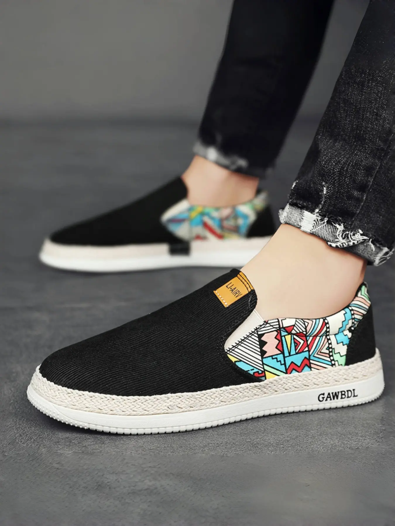 Old Beijing Men's Canvas Sneakers, Fashionable Slip-On Shoes, Durable Multi-Layer Sole Design, Casual Sporty Style for Daily Wear