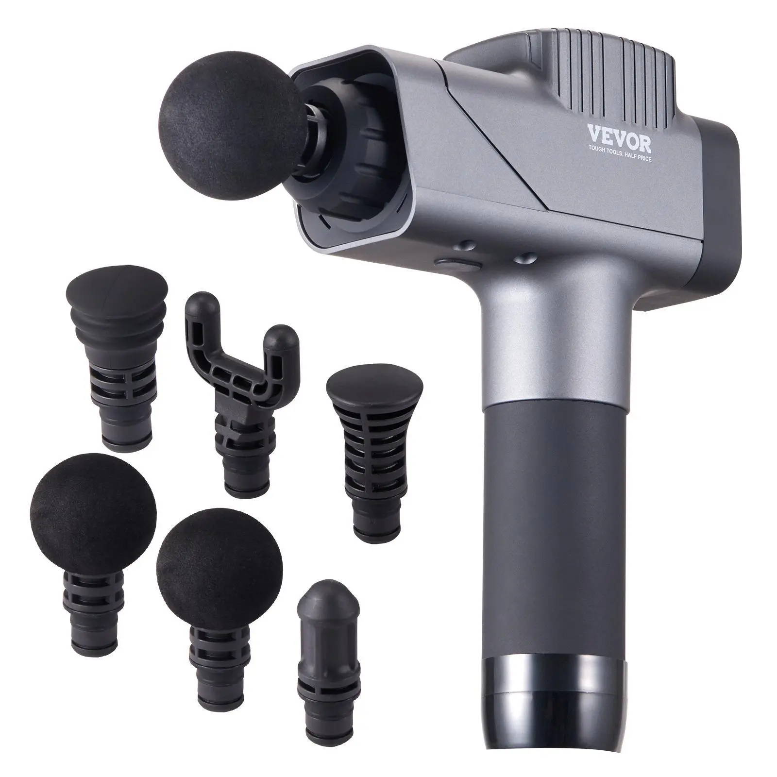 【Summerfinds】VEVOR Massage Gun Deep Tissue,  , Percussion Muscle Massager for Athletes - with 8 Speed Levels & 6 Massage Heads, 16V 2500mAh Batteries, Handheld Massage Gun for Pain Relief, Muscle Relaxation