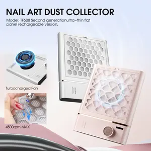 Tricolor Fish Nail Dust Collector, Steel Manicure Tool for Nail Care Tech (Single Item) with Removable Cleansing Filter, 4 Turbofans, Adjustable Suction, Low Noise, 4000mAh Battery, High Endurance