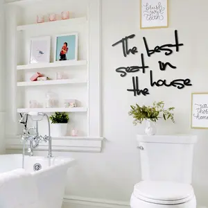 6pc The Best Seat in the House Bathroom Wall Decor,WC Humorous Bathroom Sign with Minimal Line Art Design  and Home Decoration Family Wall Hanging Ornaments Hangable Artistic