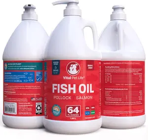 Vital Pet Life Fish Oil for Dogs - Salmon & Pollock, Omega 3 EPA DHA, Healthy Skin Coat, Allergy Defense, Brain Heart Health, 64 oz Liquid Supplement