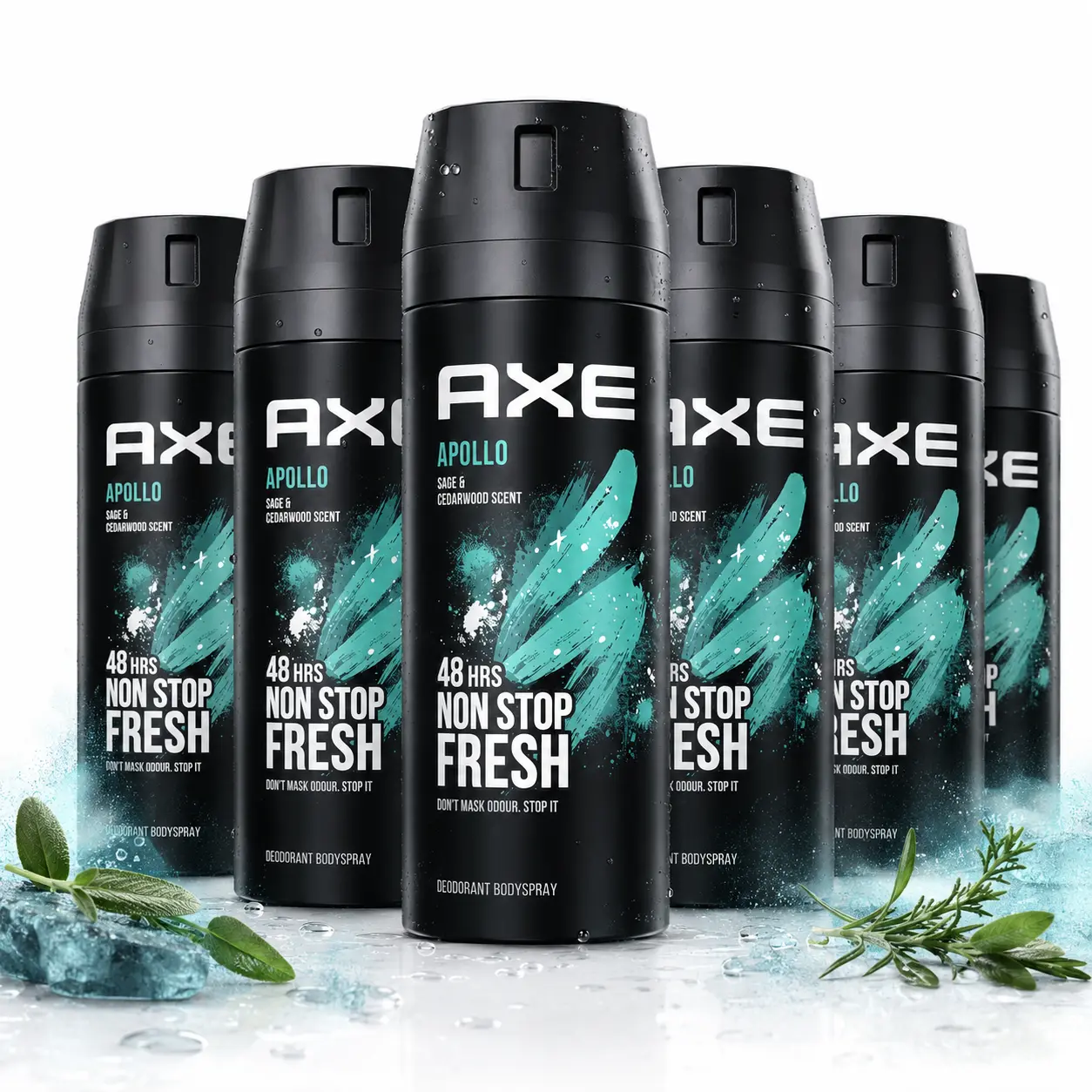AXE Apollo Herbal Scent Body Spray Deodorant Value Bundle (5oz/150ml) Sage & Cedarwood Daily Fragrance, 48-Hour Odor Protection Body Care