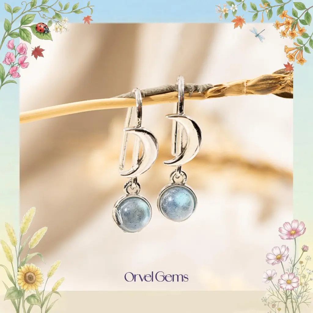 Natural Labradorite Crescent Moon Earrings – Blue Flash Celestial Crystal Jewelry, Elegant Gift for Her, Friends, and Family Elegance