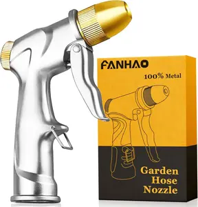 Heavy Duty Metal Garden Hose Nozzle Sprayer, 4-Mode High Pressure Handheld Water Nozzle for Watering Plants, Car Washing, Pet Grooming