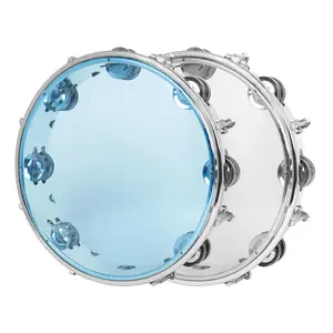10 Inch Double Row Tambourine, 1 Count Stainless Steel Metal Circle Tambourine, Musical Instrument for Adults, Percussion Instrument for Home & School