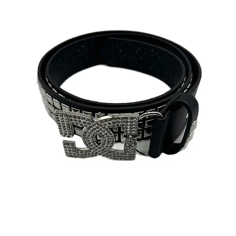 Unisex Rhinestone Accents Rivet Letter Belt - Gothic Punk Style Fashion Accessory, Dance Belt, Punk Letters