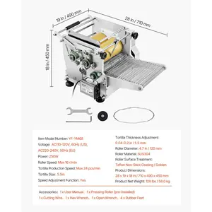 VEVOR Electric Tortilla Maker, 5.5 Inch Diameter Automatic Corn Tortilla Making Machine with Non-Stick Coating, Electric Chapatti Machine Suitable for Produce Sopes Gorditas Roti Pita Tortilla Pizza