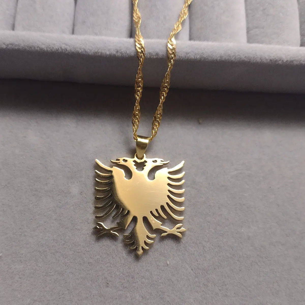 Albanian Double Eagle Necklace - Tarnish-Resistant Stainless Steel Jewelry Chain, Black Friday Gift, Gift Box, Exquisite Women Jewelry