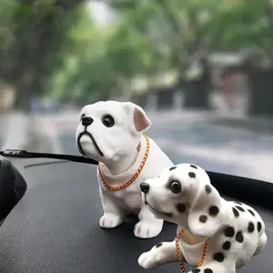 Cute Bobblehead Dog Car Ornament – Shaking Head Dashboard Decor, Adorable Spotted Puppy Figurine for Car, Desk & Home, Stress Relief Gift for Pet Lovers