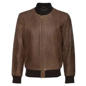 Men's Brown Levi Bomber Leather Jacket
