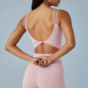 Twist Back Cropped Workout Top | Dual Strap Detail, Body-Shaping Fit, Activewear Tank