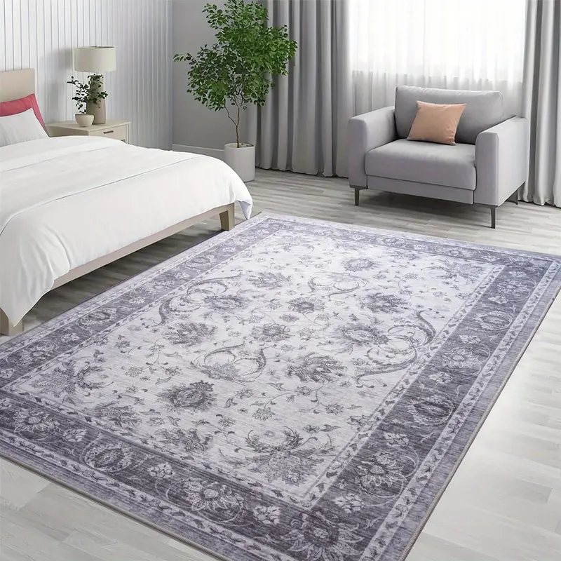 8x10 Large Retro Area Rugs ,Non-Slip Backing, Machine Washable, Low Pile Boho Printer Carpet for Living Room, Bedroom, Office, Dining Room ,Home decor Mat,  Non-Shedding, Easy Cleaning, Grey, Orange, Brown,4x6, 5x7, 6x9, 8x10 Feet