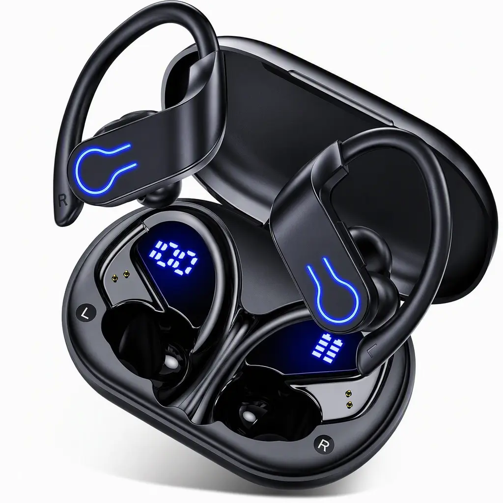 2026 Wireless Bluetooth Earbuds, 120H Playtime Bluetooth 5.3 Sports Headphones, Hi-Fi Stereo Earphones with LED Charging Case for Running Workout