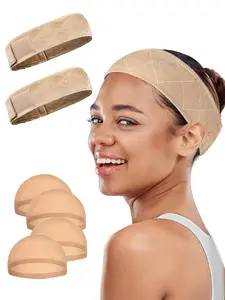 Elastic Wig Band for Keeping Wigs in Place with Velcro, Adjustable Wig Headband for Women, Wig Grip Band, Wig Tool