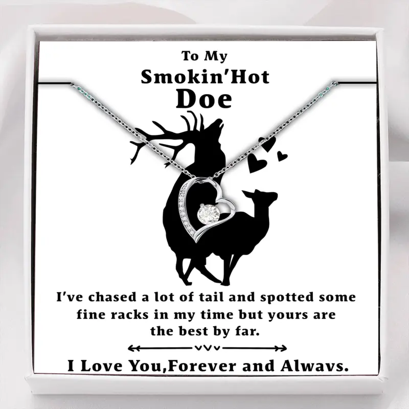 To My Smokin' Hot Doe "Tail" Heart Necklace with Message Card and Gift Box. Gift for Fiance, Girlfriend, Future Wife, Wife. Fiance, Girlfriend, Future Wife, Wife Gift. Necklace for Fiance, Girlfriend, Future Wife, Wife