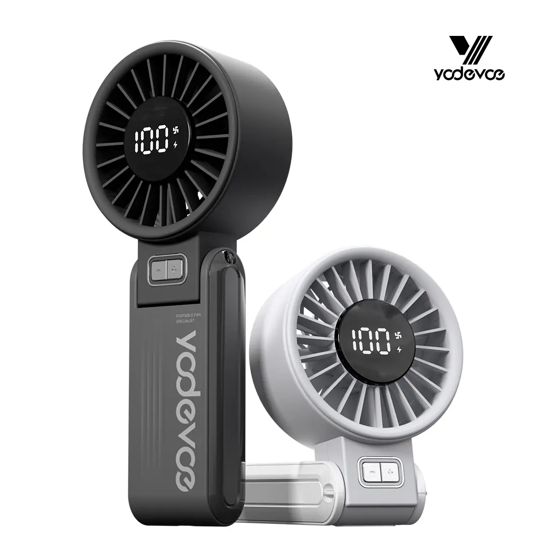 Yodevoe Portable Handheld Turbo Fan - Mini Portable Fan, 100-Speed Adjustment, USB Rechargeable, Compact, Hands-Free Capable, Adjustable Angle, Lanyard Included, Dual Charging & Cooling Functions, Unisex Traveling Gadget Gift